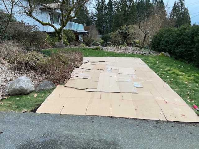 laying out beds on cardboard